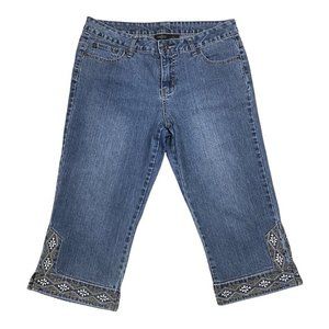 Embroidered Blue Jean Shorts